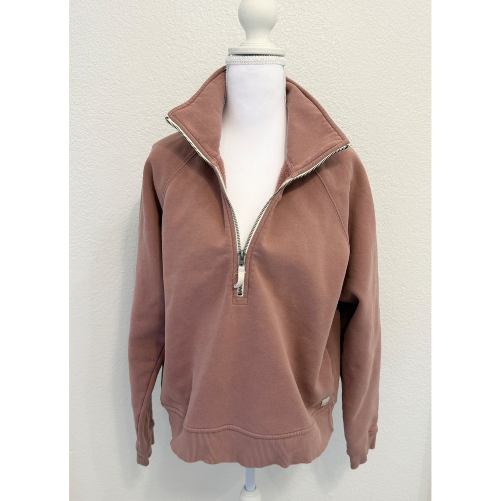 Vuori Restore Half Zip Pullover Dusty Rose Pink Organic Cotton Fleece Medium - Picture 2 of 6